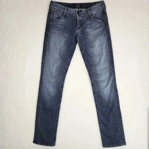 H By Hudson Denim - Hudson Jeans Womens Size 28 Straight Leg Flap Pocket Black Wash Stretch